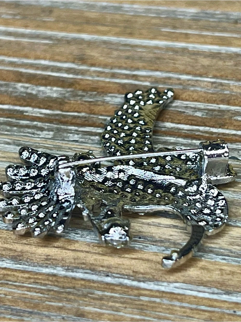 Sparkling Silver TonePave Crystal Hummingbird Brooch Pin NWOT